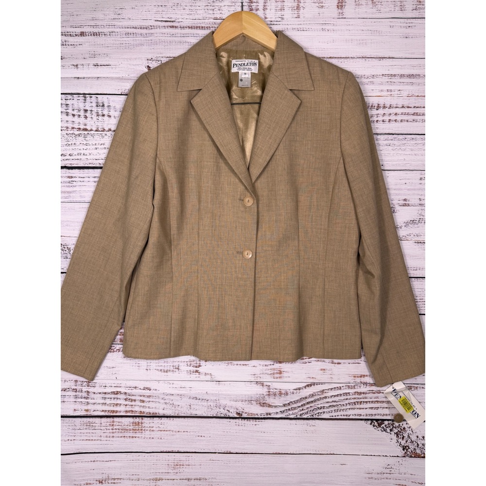 Vintage Pendleton Blazer Women 10 Tan Virgin Wool Two Button Made USA NWT
$194